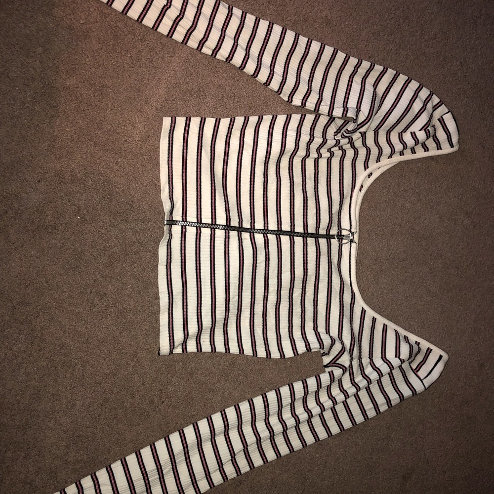 Striped scoop neck garage crop top